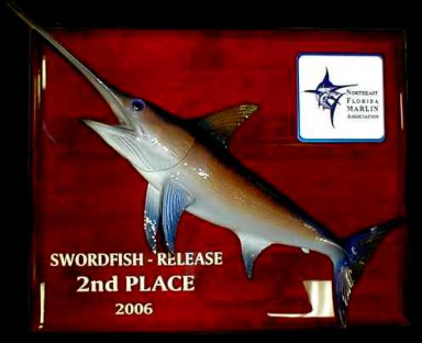 18" Swordfish on a Rosewood "piano Finish" Plaque 18" Swordfish on a Rosewood "piano Finish" Plaque