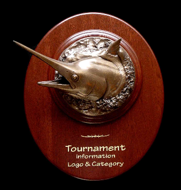 Bronze Marlin 3/4 Head Mounts on Mahogany Plaques Bronze Marlin 3/4 Head Mounts on Mahogany Plaques